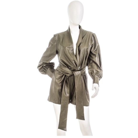 Amanda Uprichard Green faux leather romper - Picture 4 of 5